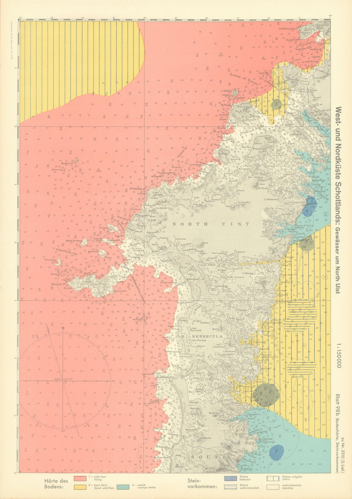 98b. North & South Uist Benbecula Hebrides. KRIEGSMARINE Nazi map 1940 old